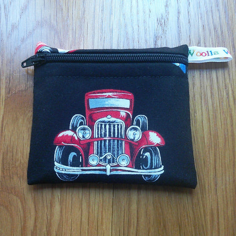 Snack Bag, Coin Purse, Pouch for Food, Organise, Store, Protect, Eco-Friendly and Washable Lunch, Travel, and Storage  - Vintage Car