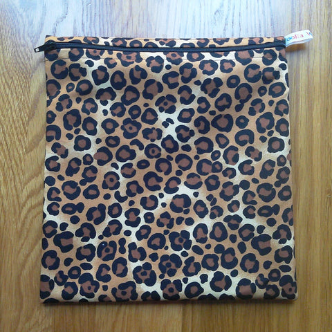 Large Food Storage, Bikini Bag,  Toiletries Pouch, Charger Store, Zipper Beauty Organiser, Craft Box, Waterproof Lined - Leopard Print