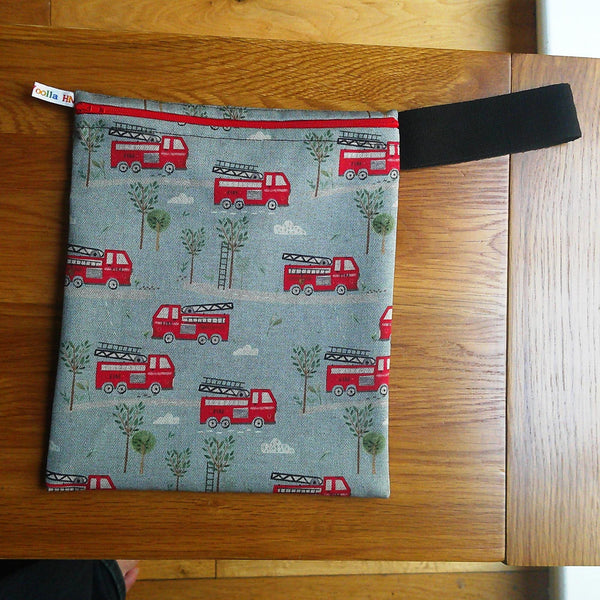 Washable Lunch Bag, Travel Toiletry Bag, School Lunch Box, Reusable Lunch Bag, Travel Makeup Bag, Reusable Wipes Fire Engine