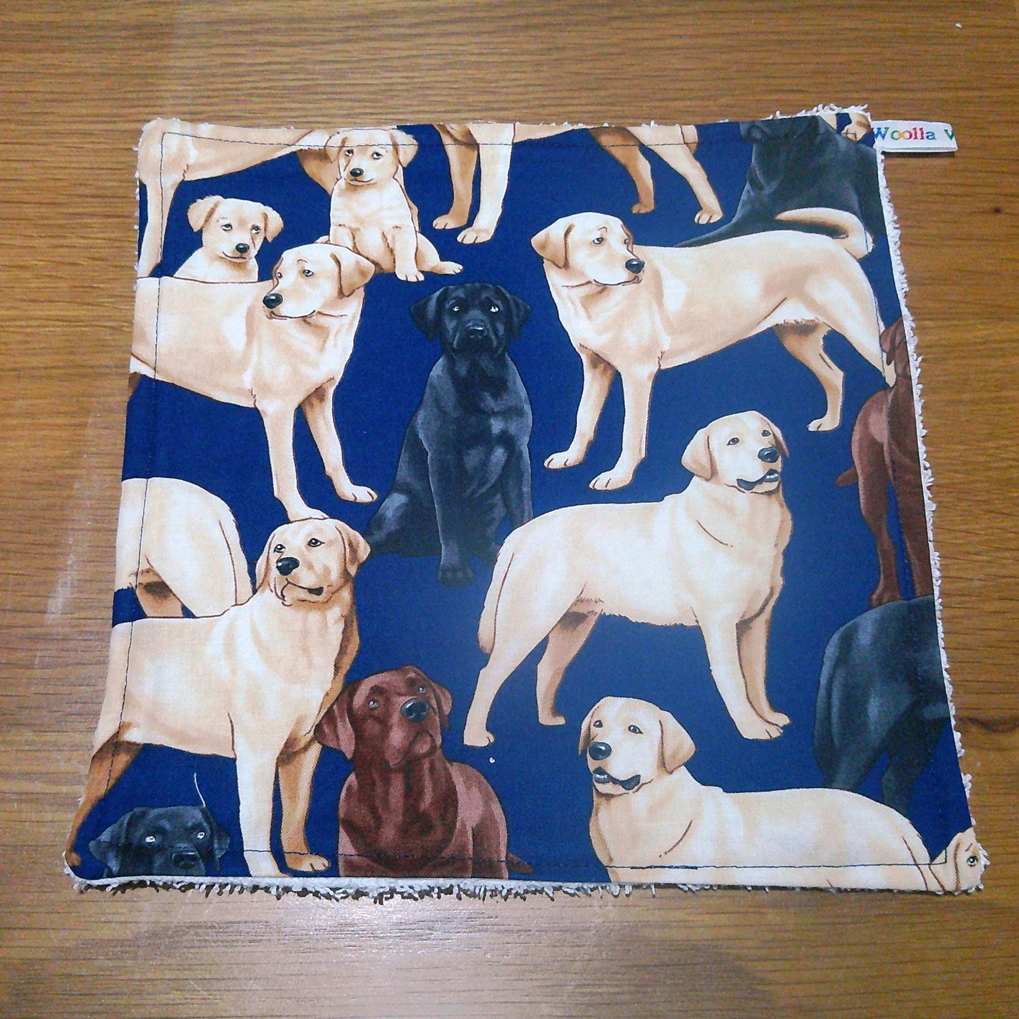 Face Flannel, Towel backed cloth, Wash Cloth, UnPaper Towel, Face Wipe, Makeup Remover, Eco Friendly, Plastic Free - Labrador Dog