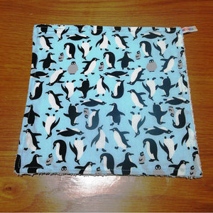 Face Flannel, Towel backed cloth, Wash Cloth, UnPaper Towel, Face Wipe, Makeup Remover, Eco Friendly, Plastic Free - Penguin Blue