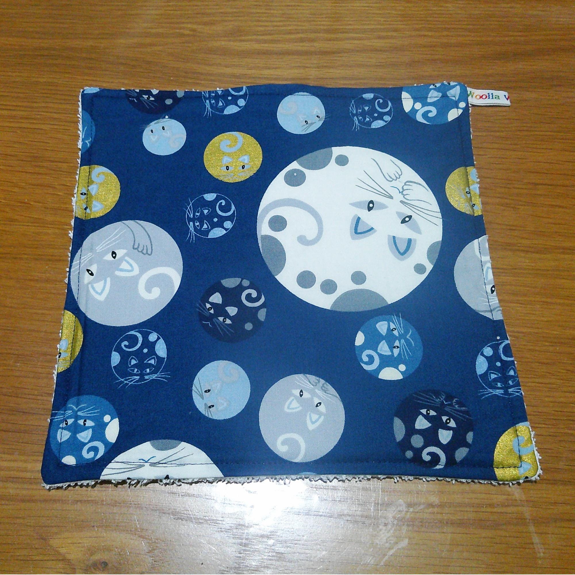 Face Flannel, Towel backed cloth, Wash Cloth, UnPaper Towel, Face Wipe, Makeup Remover, Eco Friendly, Plastic Free - Moon Cat