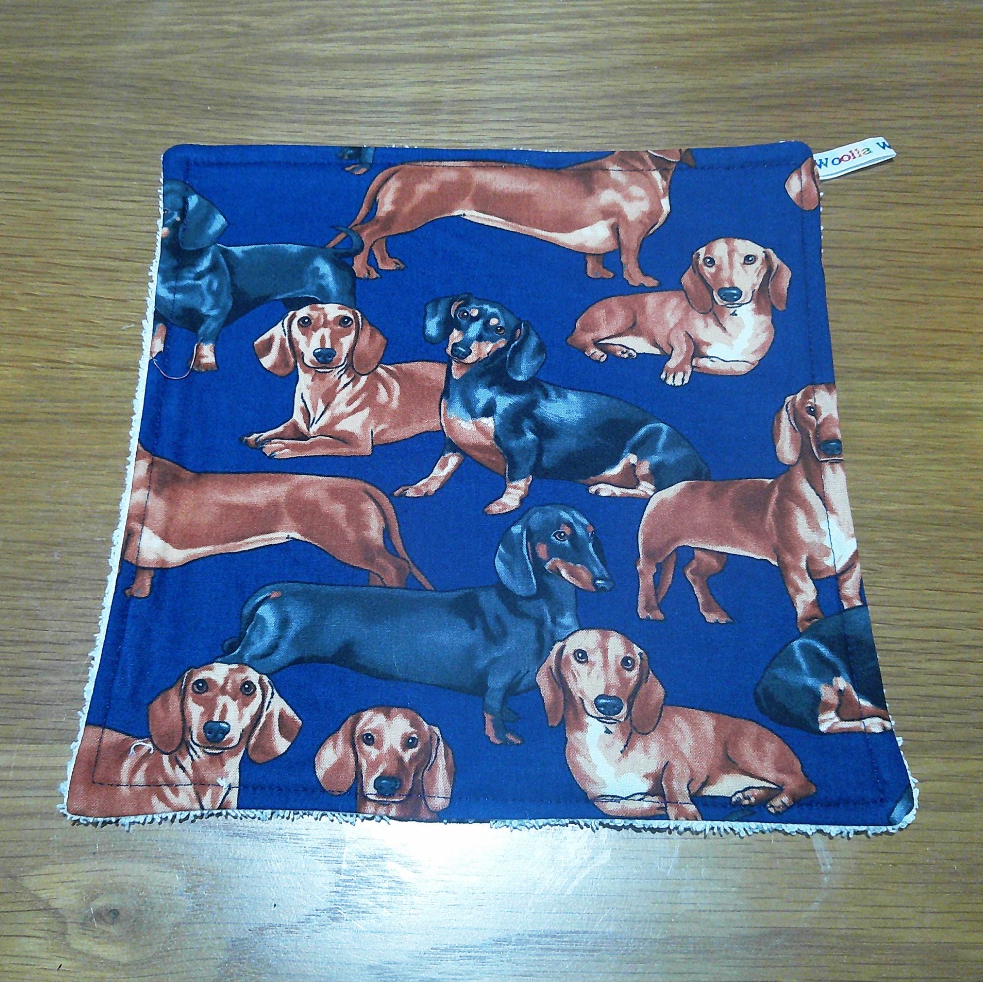 Face Flannel, Towel backed cloth, Wash Cloth, UnPaper Towel, Face Wipe, Makeup Remover, Eco Friendly, Plastic Free - Dachshund Dog