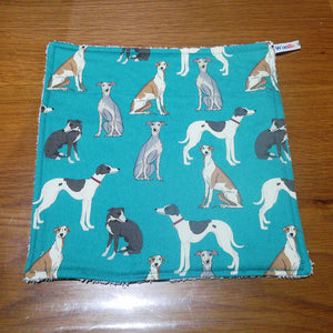 Face Flannel, Towel backed cloth, Wash Cloth, UnPaper Towel, Face Wipe, Makeup Remover, Eco Friendly, Plastic Free - Whippet Dog