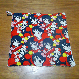 Face Flannel, Towel backed cloth, Wash Cloth, UnPaper Towel, Face Wipe, Makeup Remover, Eco Friendly, Plastic Free - Anime Girl