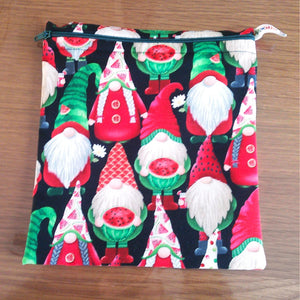 Reusable Sandwich Pouch Eco-Friendly Waterproof Snack Bag, Fabric Zip Pouch for Food, Baked Goods, and Everyday Essentials Watermelon Gnome