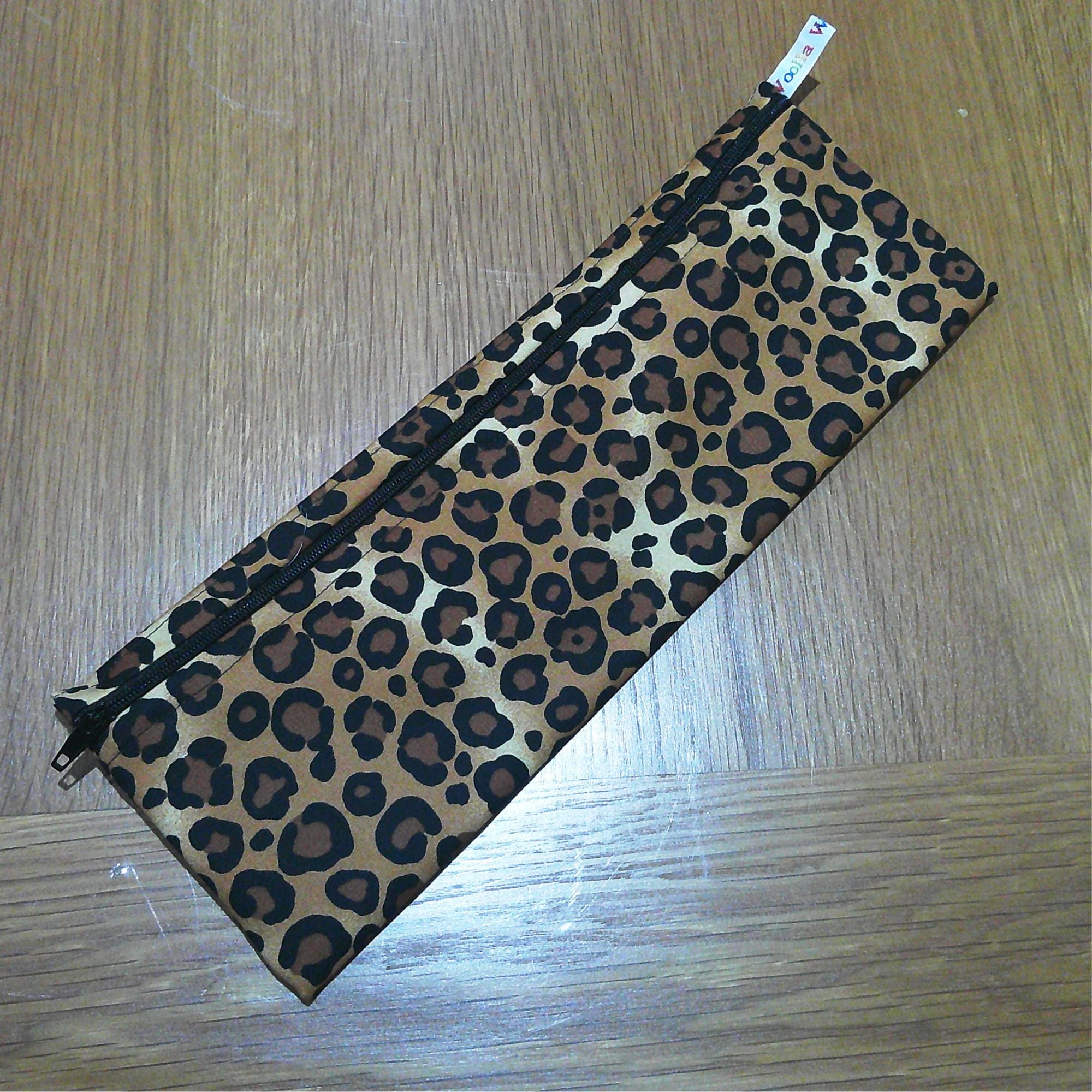 Straw Cutlery Pouch Extra Large Toothbrush Case, Pencil Bag, Crochet Hook Zip Pouch, Chopstick Case, Picnic or Work Lunch Leopard Prints