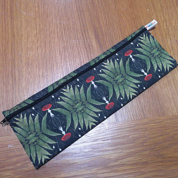 Straw Cutlery Pouch Extra Large Toothbrush Case, Pencil Bag, Crochet Hook Zip Pouch, Chopstick Case, Picnic or Work Lunch Moon Phase Fern