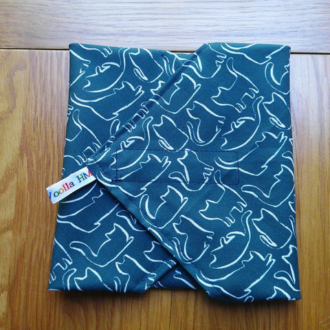 Reusable Sandwich Wrap: Vegan Zero Waste Lunch, Blue Cat Print