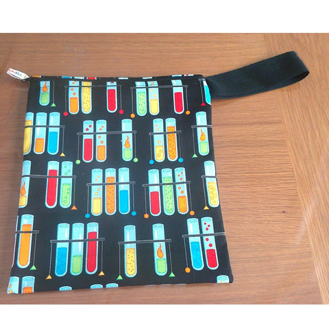 Washable Lunch Bag: Science Tubes Print, Reusable Toiletry Pouch
