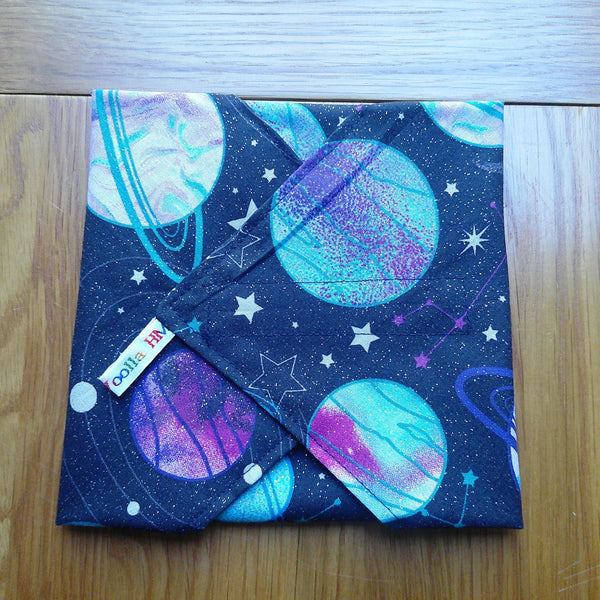 Reusable Vegan Sandwich Wrap: Eco-Friendly Lunchbox Alternative Glitter Space Planets