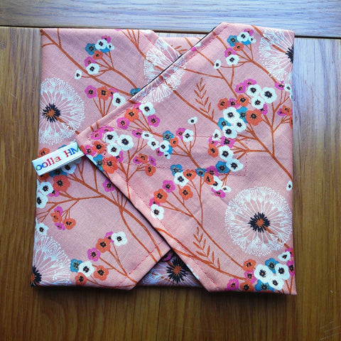 Reusable Sandwich Wrap: Vegan Peach Floral, Eco-Friendly Lunch Wrap