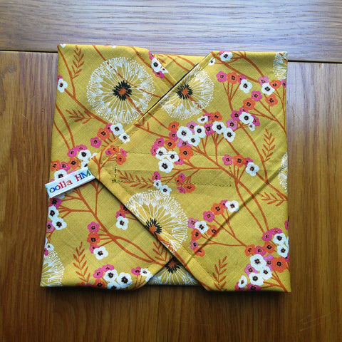Reusable Sandwich Wrap: Vegan Eco-Friendly Lunch Wrap - Mustard Floral