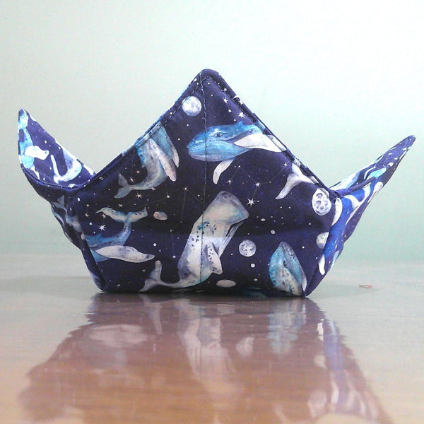 Microwave Bowl Cozy: Reversible Cotton Hot Pad - Navy Ships