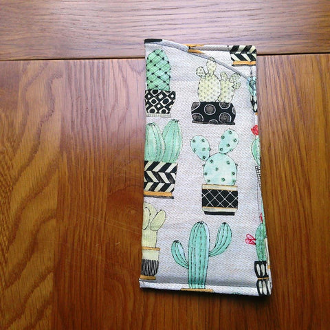 Handmade Cotton Glasses Case, Padded Eyewear Sleeve for Spectacles or Sunglasses, Eco-Friendly Gift, Soft Eyeglass Pouch Cactus Hoedown