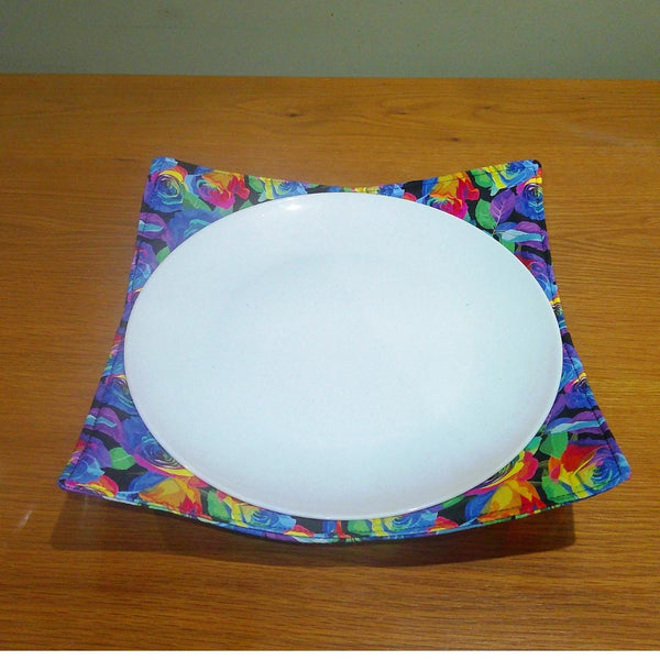 Handmade Microwave Plate Cozy: Reversible Cotton Plate Holder