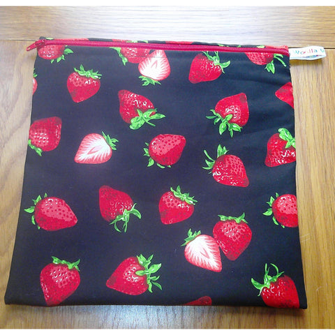 Strawberry Reusable Poppins Pouch: Large Waterproof Zip Bag