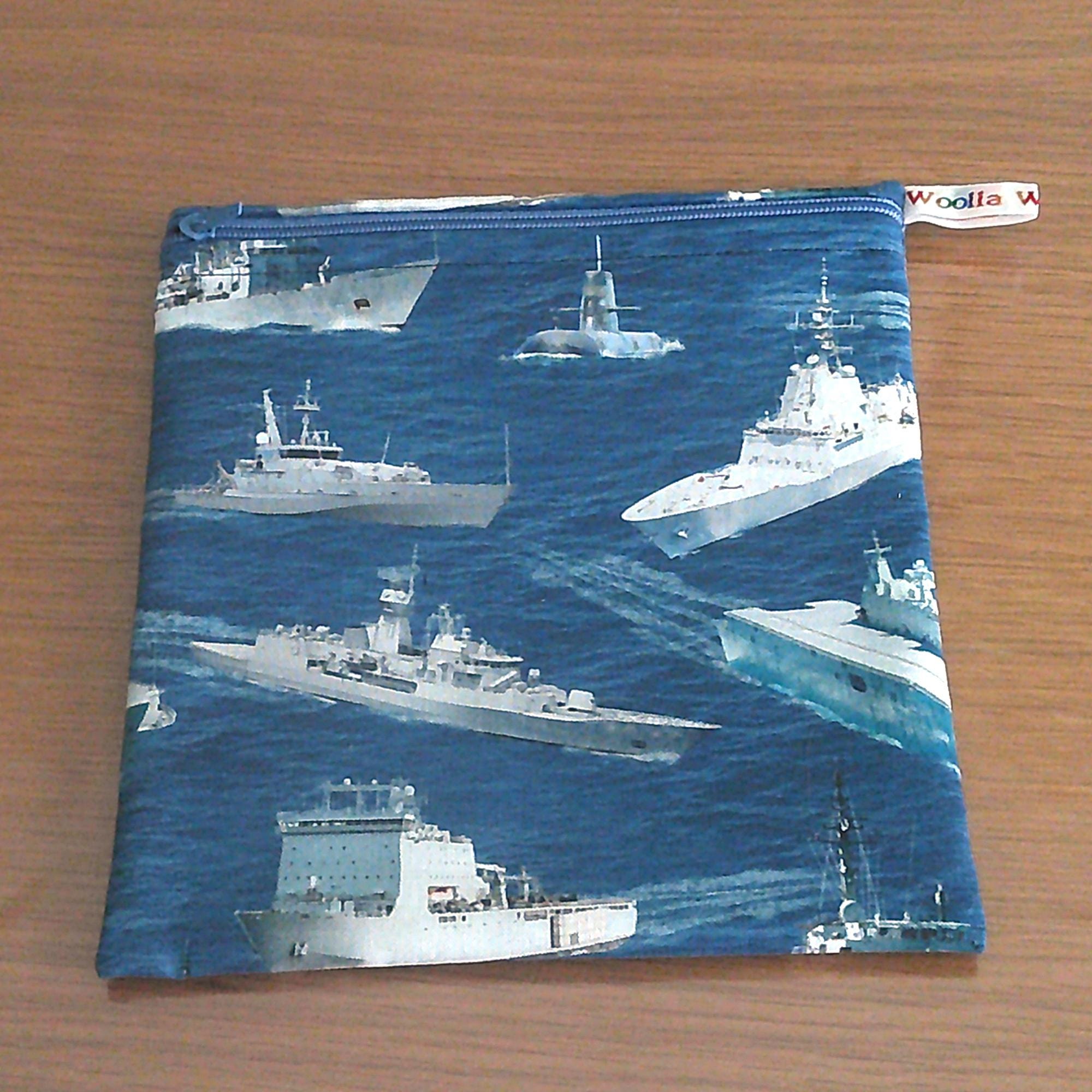 Reusable Sandwich Pouch: Eco-Friendly Waterproof Snack Bag - Navy Ships