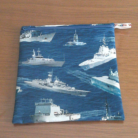 Reusable Sandwich Pouch: Eco-Friendly Waterproof Snack Bag - Navy Ships