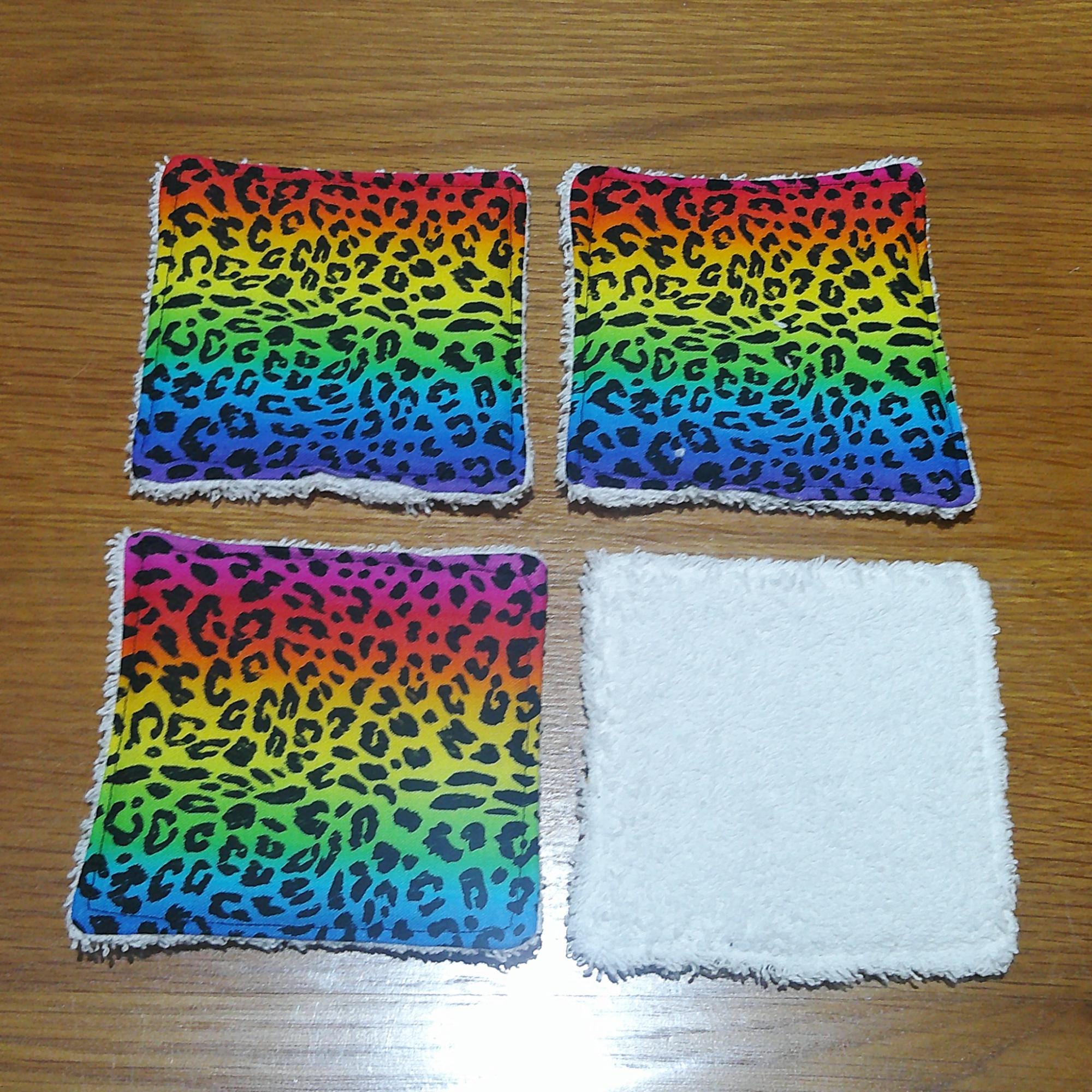 Reusable Cotton Face Wipes: Leopard Rainbows, Eco-Friendly Skincare
