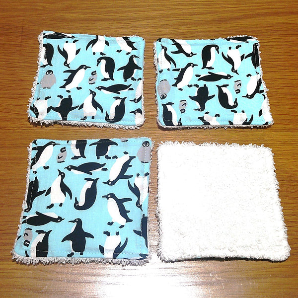 Reusable Cotton Face Wipes: Penguin Party, Eco-Friendly Skincare