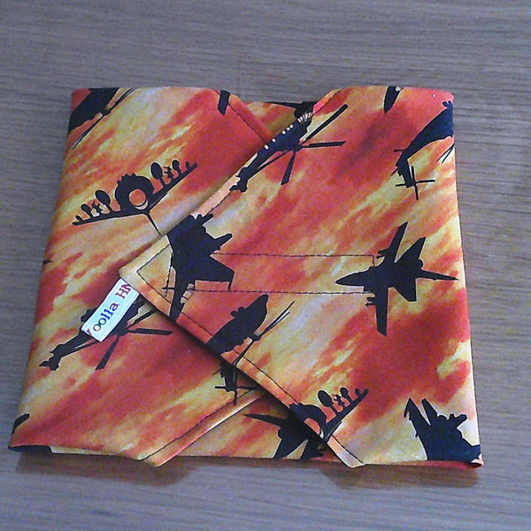 Vegan Reusable Sandwich Wrap: Eco-Friendly Lunch, Fighter Jet Print