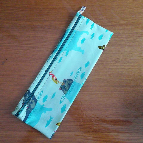 XL Straw Cutlery Pouch Extra Large Toothbrush Case, Pencil Bag, Crochet Hook Zip Pouch, Chopstick Case, Picnic  Work Lunch Graceful Hippo