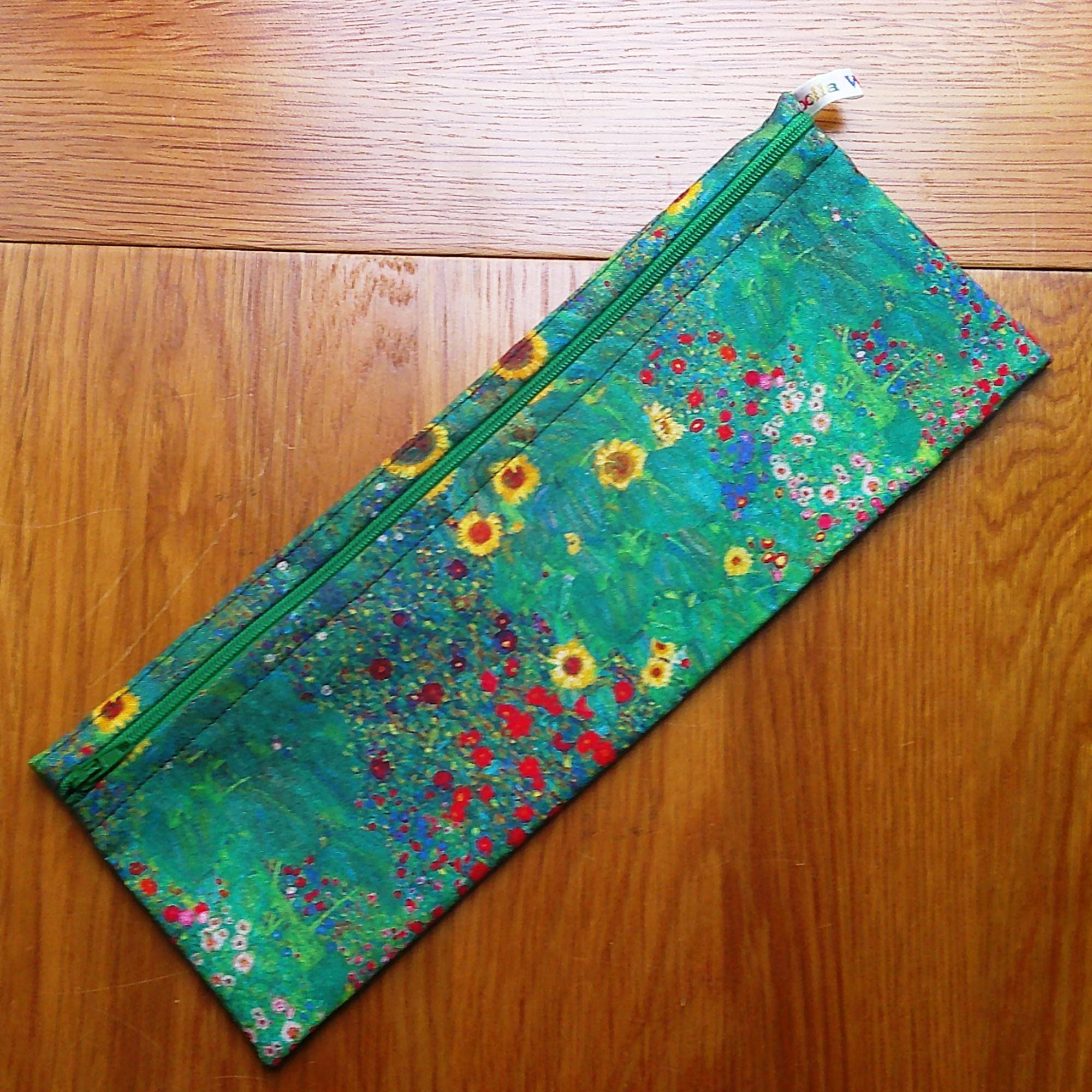 XL Straw Cutlery Pouch Extra Large Toothbrush Case, Pencil Bag, Crochet Hook Zip Pouch, Chopstick Case, Picnic  Work Lunch Sunflower Garden