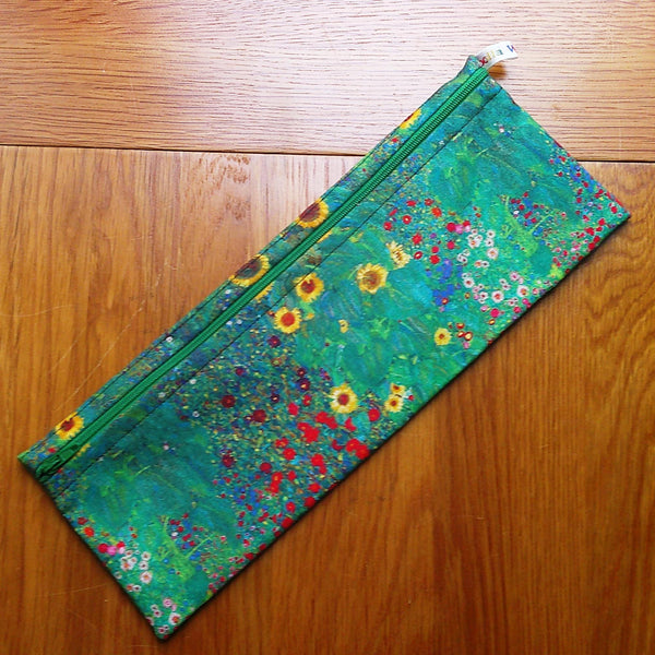 XL Straw Cutlery Pouch Extra Large Toothbrush Case, Pencil Bag, Crochet Hook Zip Pouch, Chopstick Case, Picnic  Work Lunch Sunflower Garden