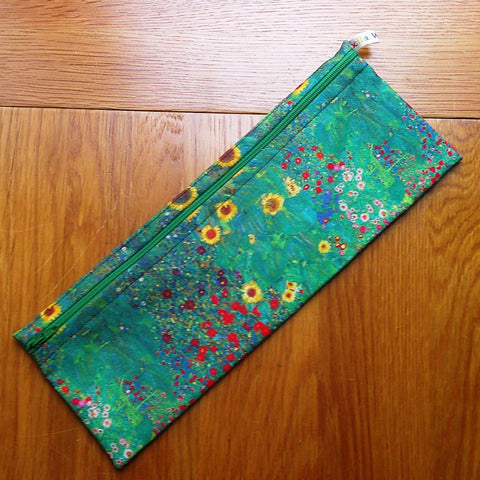 XL Straw Cutlery Pouch Extra Large Toothbrush Case, Pencil Bag, Crochet Hook Zip Pouch, Chopstick Case, Picnic  Work Lunch Sunflower Garden