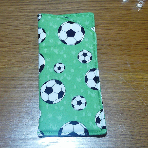 Handmade Cotton Glasses Case, Padded Eyewear Sleeve for Spectacles or Sunglasses, Eco-Friendly Gift, Soft Eyeglass Pouch Footballs