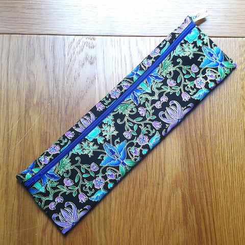 Straw Cutlery Pouch Washable Reusable Chopstick Utensil Crochet Hook Pencil Pen Case Waterproof Lined Zip Pouch Eco Blue Bird