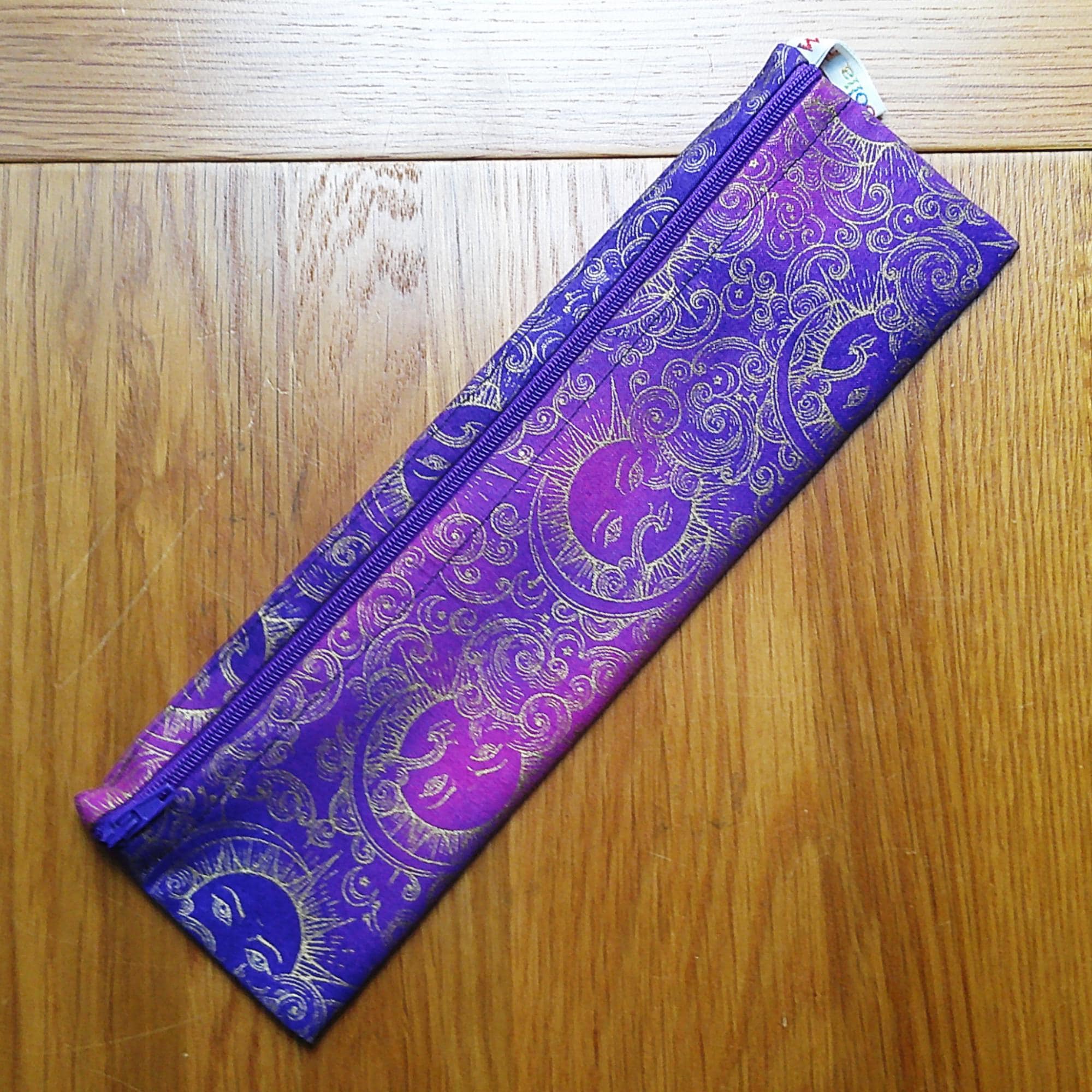 Straw Cutlery Pouch Washable Reusable Chopstick Utensil Crochet Hook Pencil Pen Case Waterproof Lined Zip Pouch Eco Purple Celestial