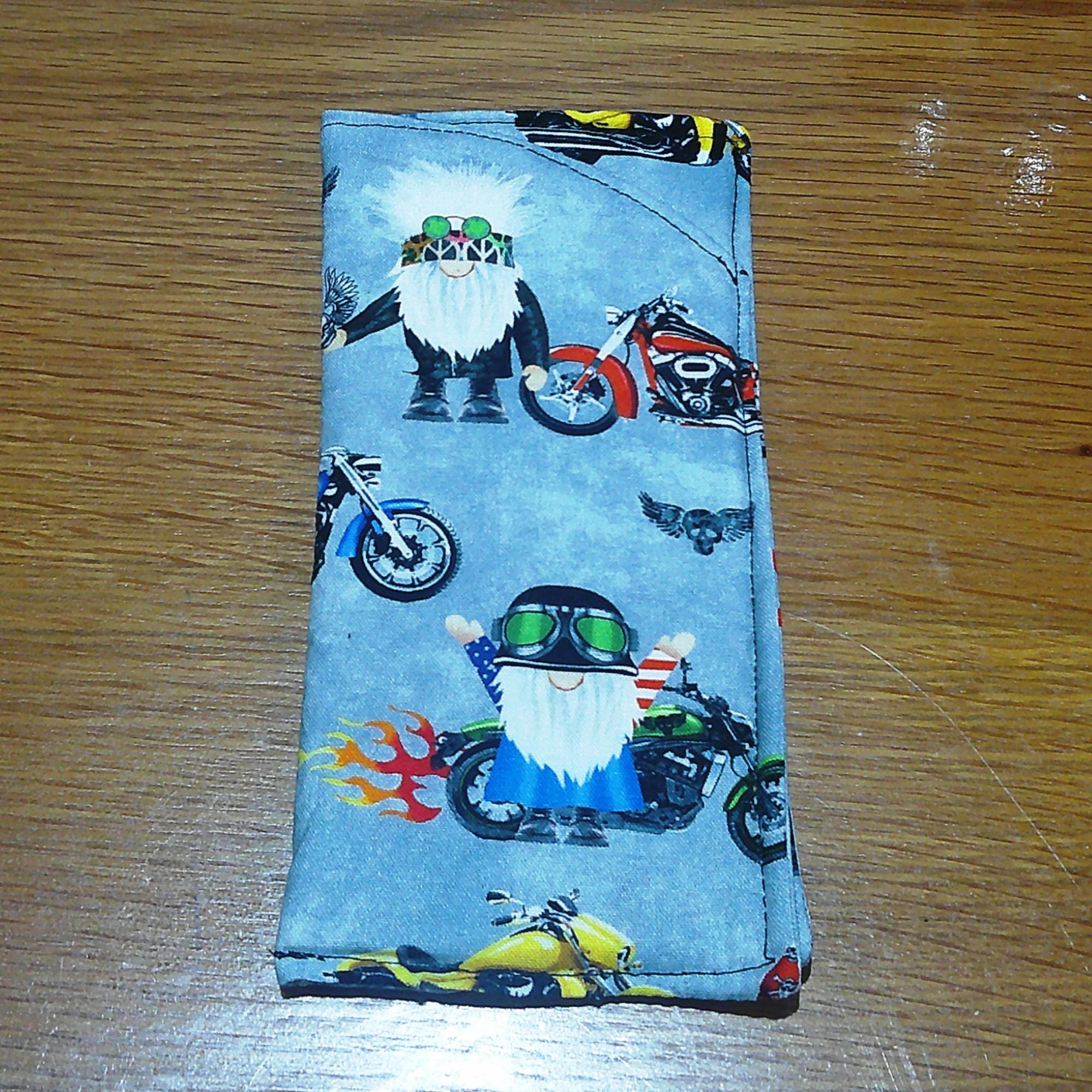 Handmade Cotton Glasses Case, Padded Eyewear Sleeve for Spectacles or Sunglasses, Eco-Friendly Gift, Soft Eyeglass Pouch Biker Gnome