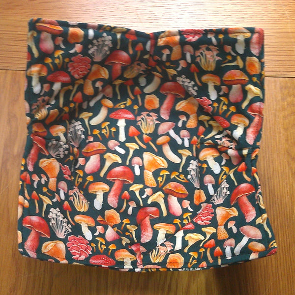 Microwave Bowl Cozy 100% Cotton, Reversible, Microwave-Safe Bowl Holder, Machine Washable Hot Pad, Handmade Kitchen Gift, Green Funghi