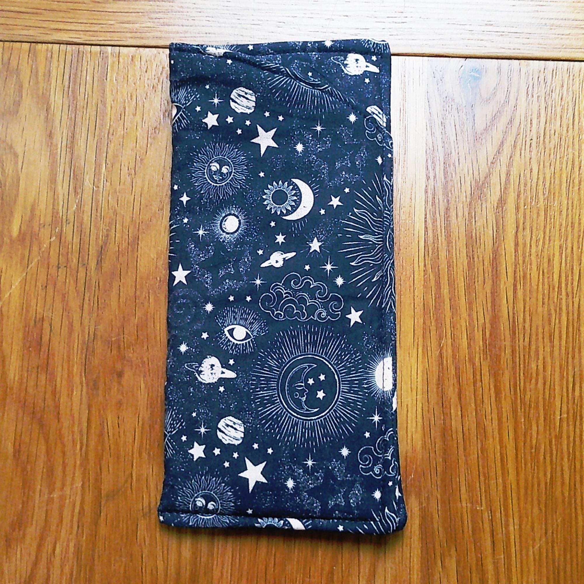 Handmade Cotton Glasses Case, Padded Eyewear Sleeve for Spectacles or Sunglasses, Eco-Friendly Gift, Soft Eyeglass Pouch Celestial Blush