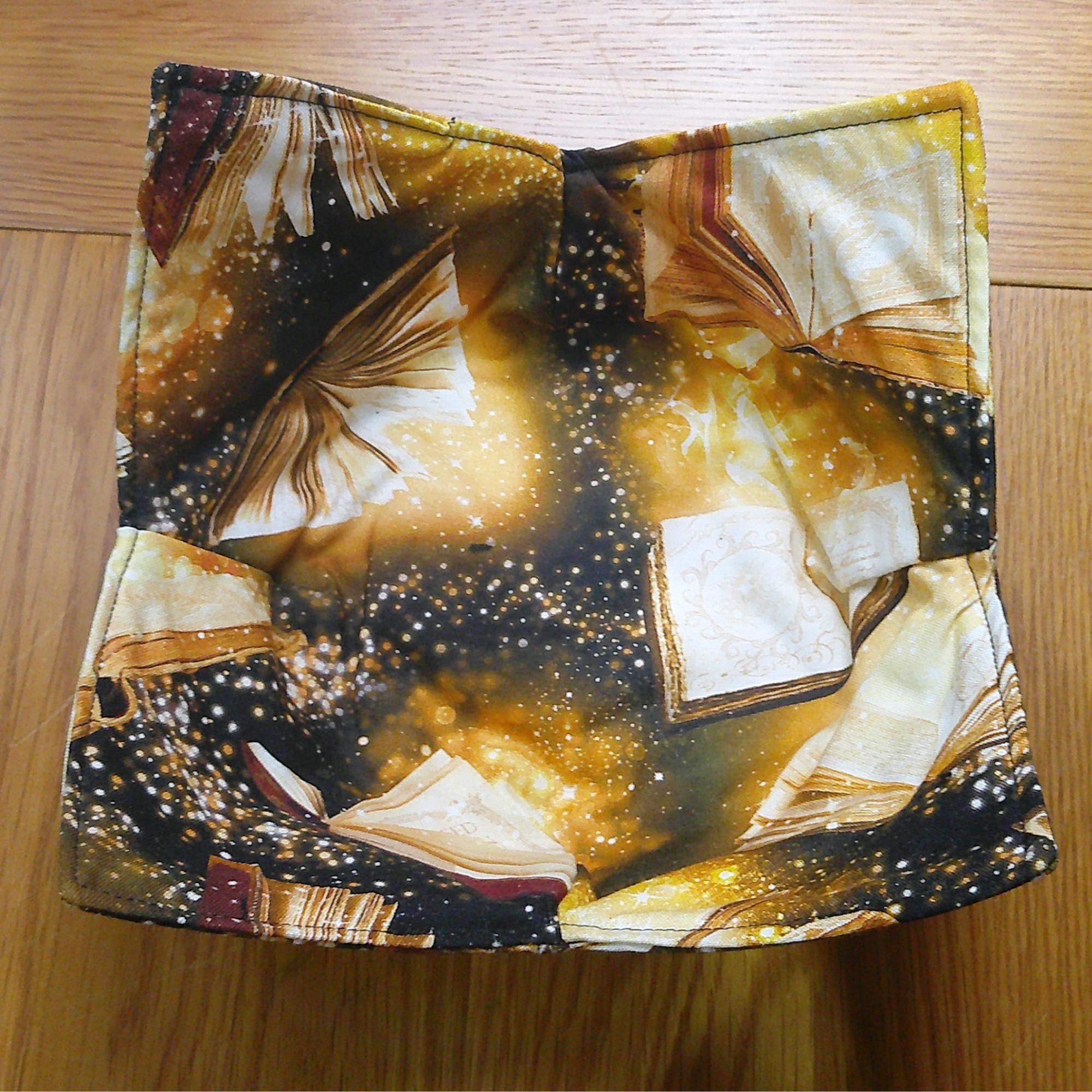 Microwave Bowl Cozy 100% Cotton, Reversible, Microwave-Safe Bowl Holder, Machine Washable Hot Pad, Handmade Kitchen Gift, Magical Books