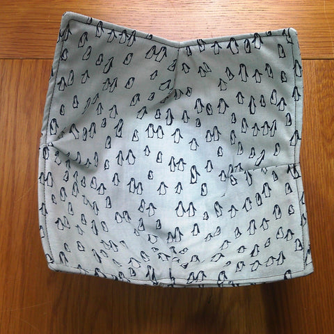Microwave Bowl Cozy 100% Cotton, Reversible, Microwave-Safe Bowl Holder, Machine Washable Hot Pad, Handmade Kitchen Gift, Tiny Penguins