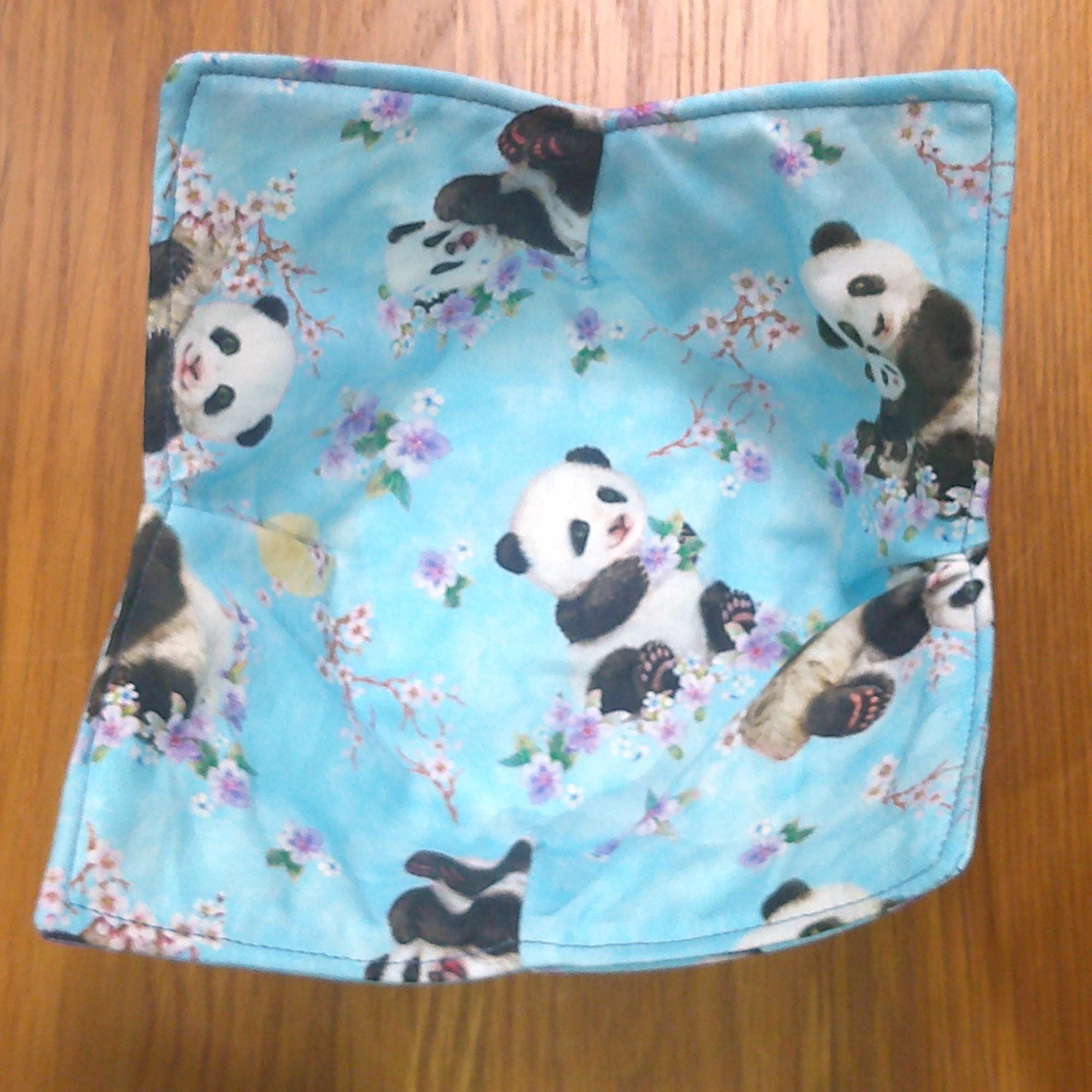 Microwave Bowl Cozy 100% Cotton, Reversible, Microwave-Safe Bowl Holder, Machine Washable Hot Pad, Handmade Kitchen Gift, Panda Moon