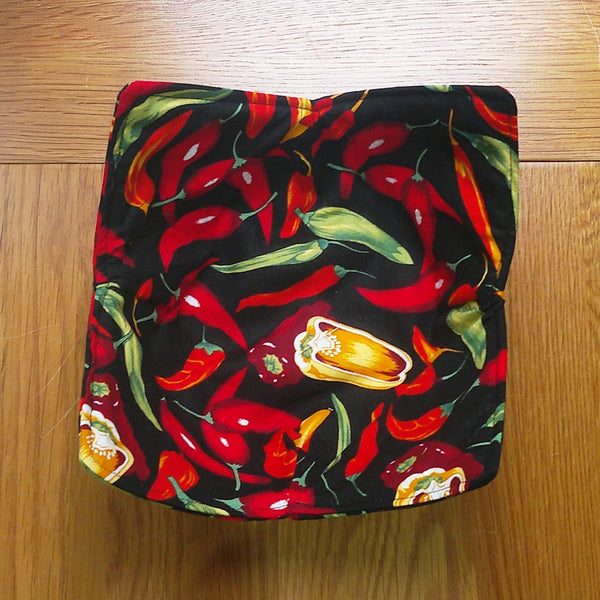 Microwave Bowl Cozy 100% Cotton, Reversible, Microwave-Safe Bowl Holder, Machine Washable Hot Pad, Handmade Kitchen Gift, Pepper And Chilli