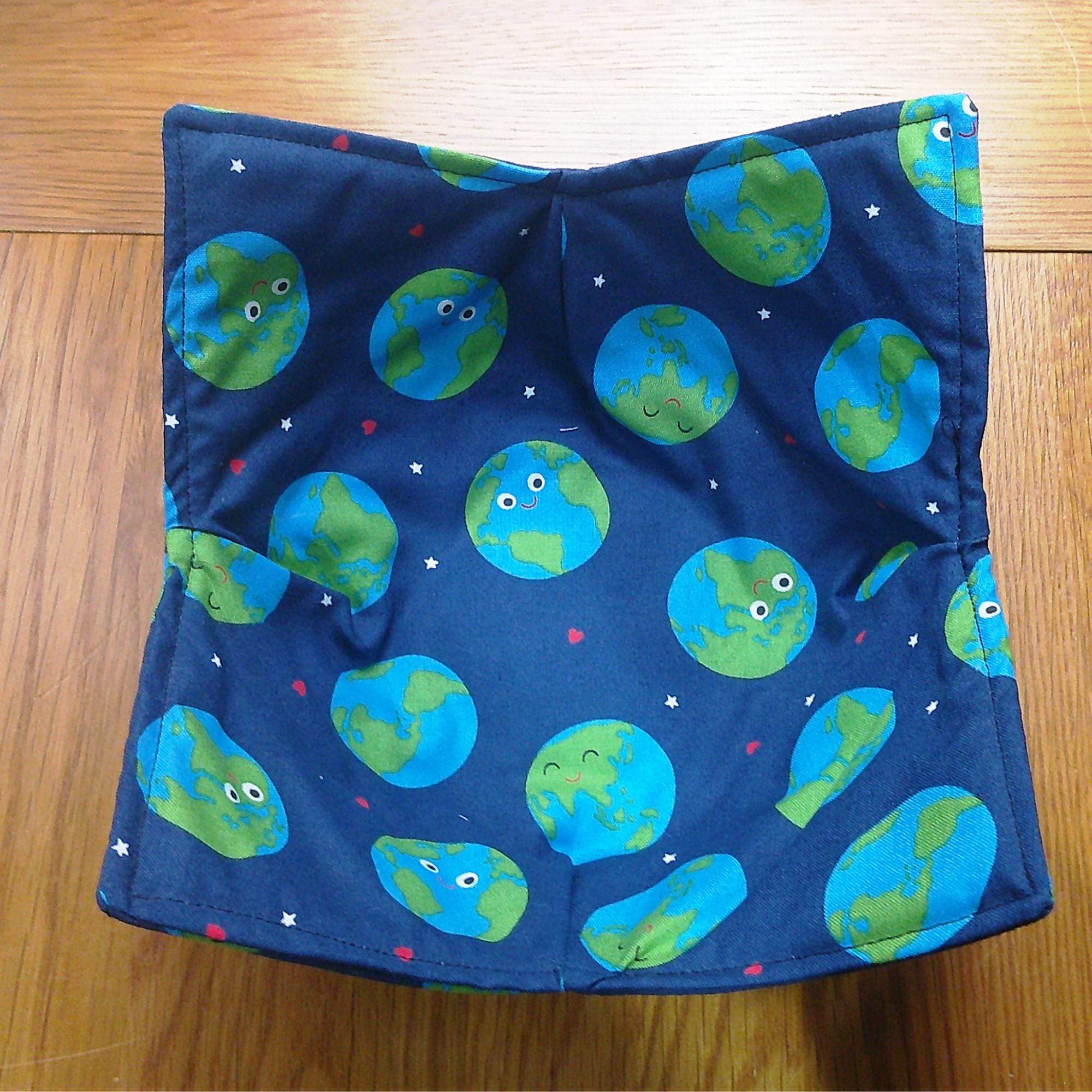 Microwave Bowl Cozy 100% Cotton, Reversible, Microwave-Safe Bowl Holder, Machine Washable Hot Pad, Handmade Kitchen Gift, Planet Earth