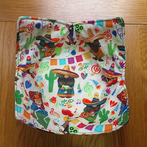 Microwave Bowl Cozy 100% Cotton, Reversible, Microwave-Safe Bowl Holder, Machine Washable Hot Pad, Handmade Kitchen Gift, Tequila Fiesta