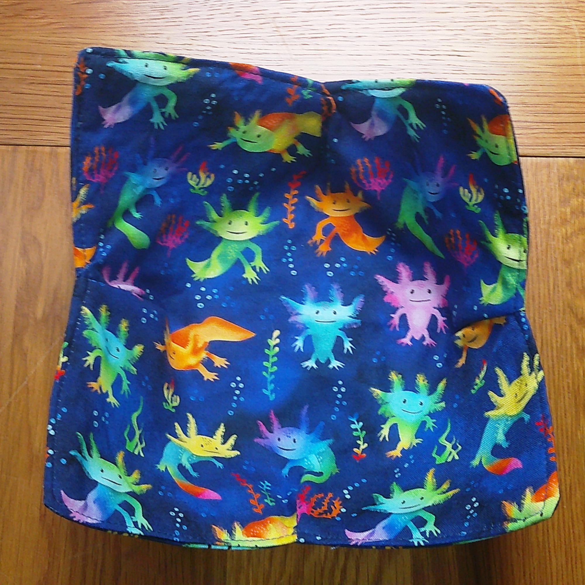 Microwave Bowl Cozy 100% Cotton, Reversible, Microwave-Safe Bowl Holder, Machine Washable Hot Pad, Handmade Kitchen Gift, Axolotl