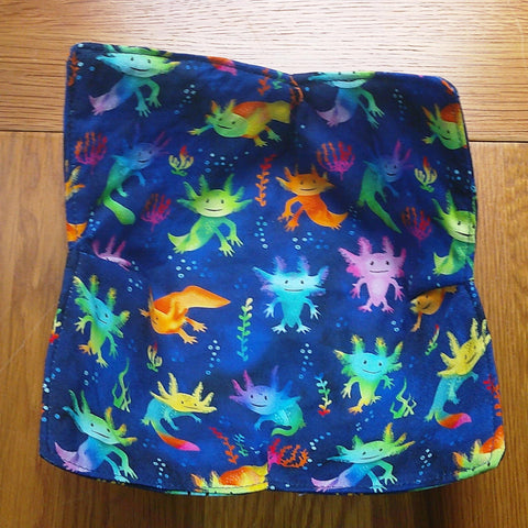 Microwave Bowl Cozy 100% Cotton, Reversible, Microwave-Safe Bowl Holder, Machine Washable Hot Pad, Handmade Kitchen Gift, Axolotl