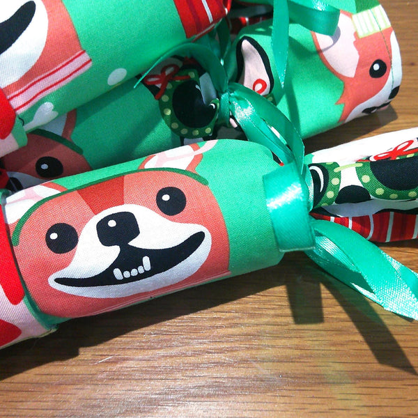 Reusable Christmas Cracker, Eco Friendly Sustainable Festive Table Decor, Refillable Zero Waste Holiday Gift Idea - Festive Dogs Green