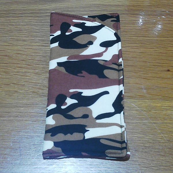 Handmade Cotton Glasses Case, Padded Eyewear Sleeve for Spectacles or Sunglasses, Eco-Friendly Gift, Soft Eyeglass Pouch Brown Camouflage