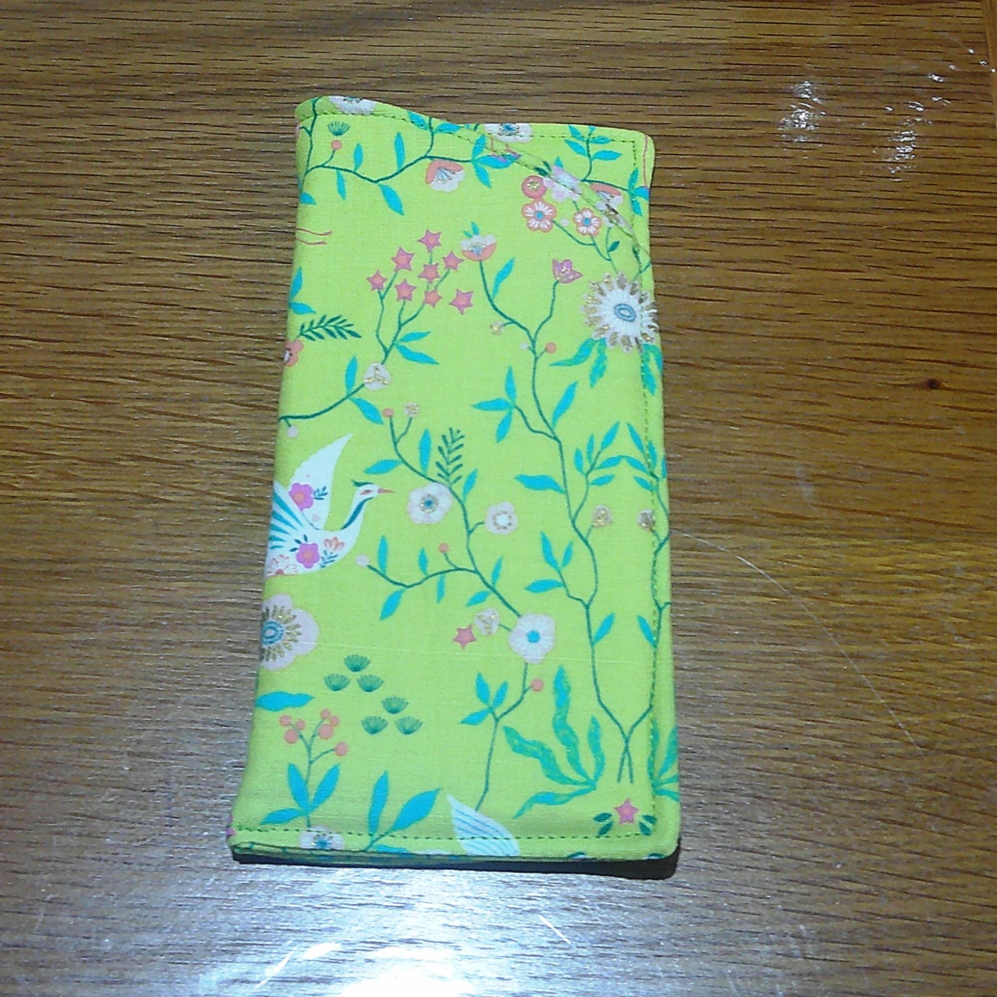 Handmade Cotton Glasses Case, Padded Eyewear Sleeve for Spectacles or Sunglasses, Eco-Friendly Gift, Soft Eyeglass Pouch Lime Cranes