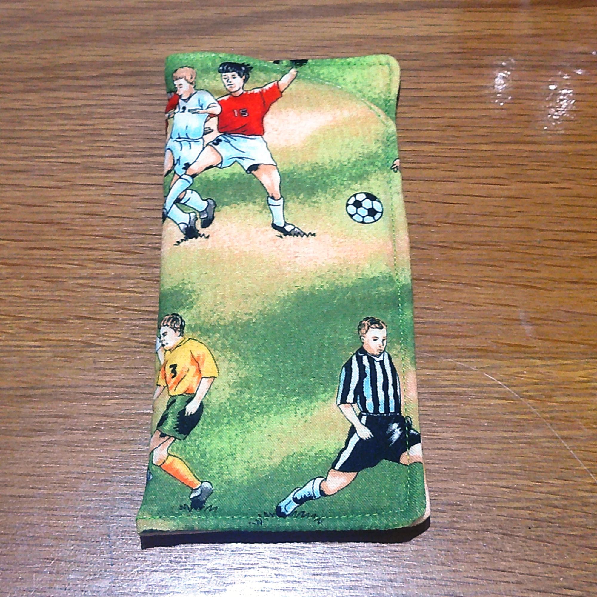 Handmade Cotton Glasses Case, Padded Eyewear Sleeve for Spectacles or Sunglasses, Eco-Friendly Gift, Soft Eyeglass Pouch Football Players