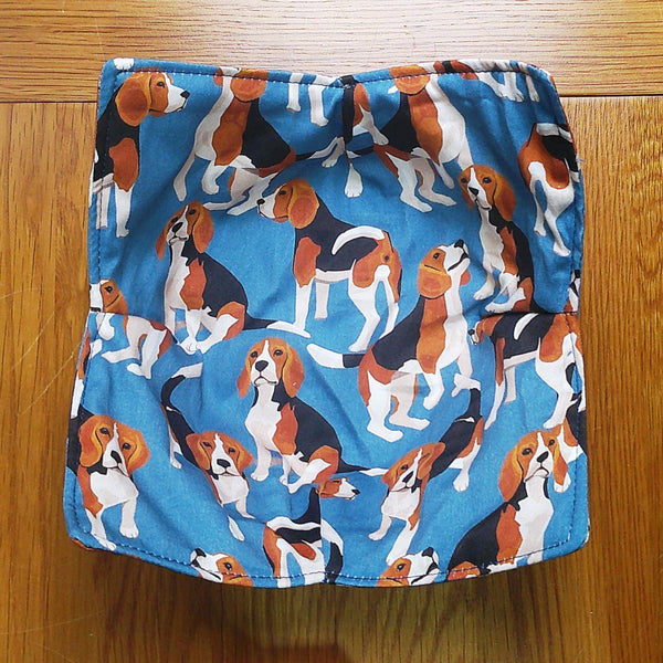Microwave Bowl Cozy 100% Cotton, Reversible, Microwave-Safe Bowl Holder, Machine Washable Hot Pad, Handmade Kitchen Gift, Beagles