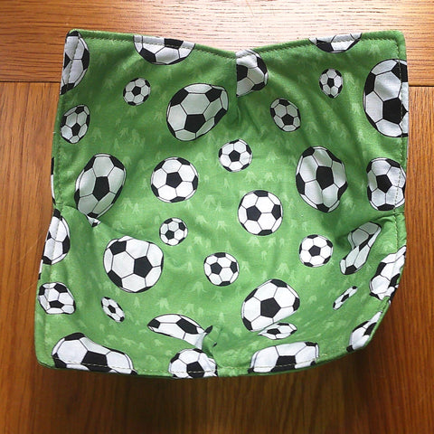 Microwave Bowl Cozy 100% Cotton, Reversible, Microwave-Safe Bowl Holder, Machine Washable Hot Pad, Handmade Kitchen Gift, Footballs